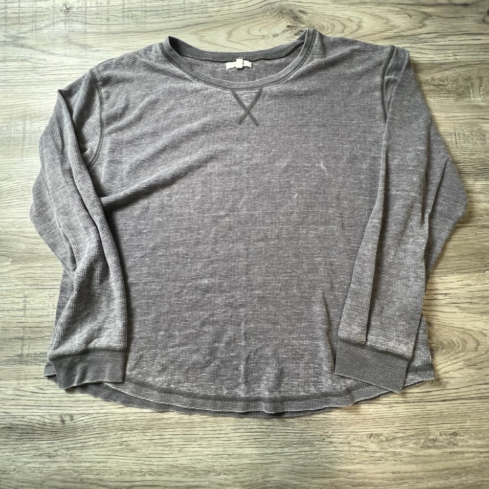 Maurices‎ Thermal Top Womens Large Gray Waffle Knit Long Sleeve Relaxed Casual